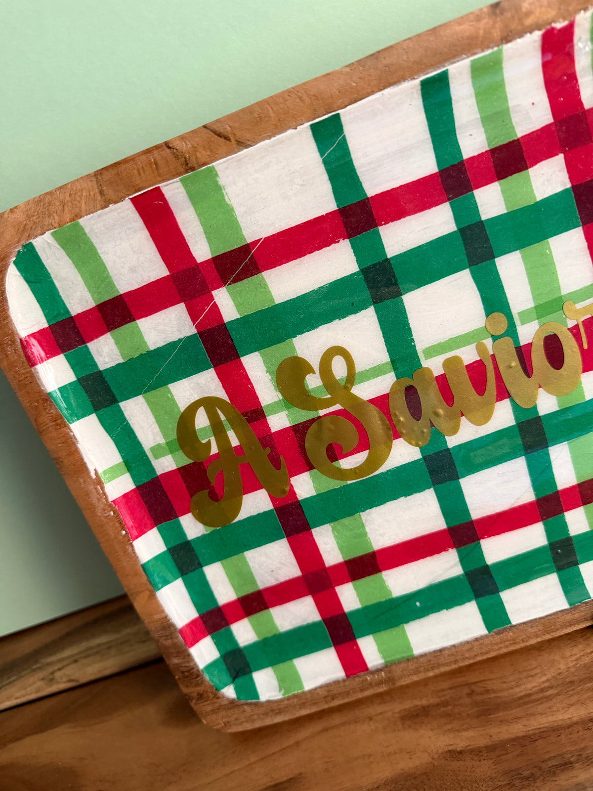 A Savior Is Born acacia wood serving platter by Sons & Daughters