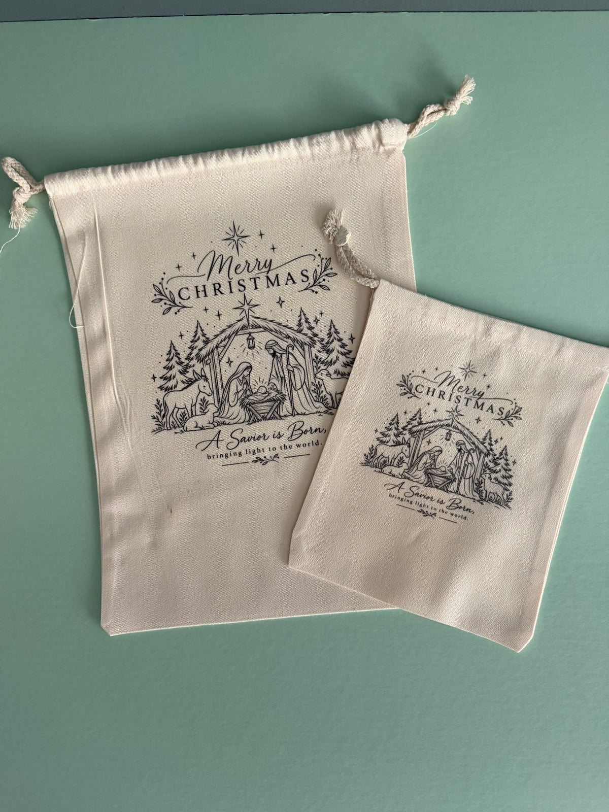Sons & Daughters Christmas nativity gift bags with festive religious scene design