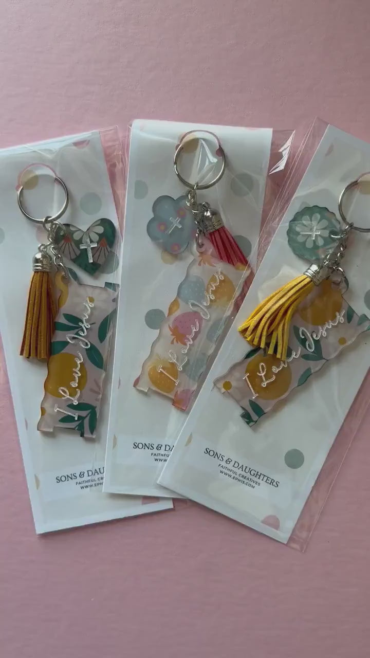 Hair Tie Holder Keychain, 3.5 x 1 Inch Retro Fruit Bag Charm