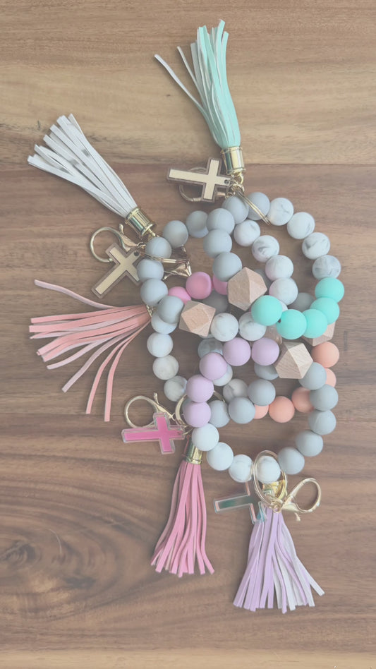 Silicone Cross bracelet keychains