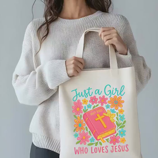 Christian Canvas Bag | Colorful & Floral Design tote | Gift for religious Women | bible study bag