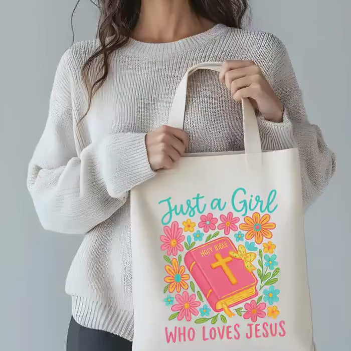 Christian Canvas Bag | Colorful & Floral Design tote | Gift for religious Women | bible study bag