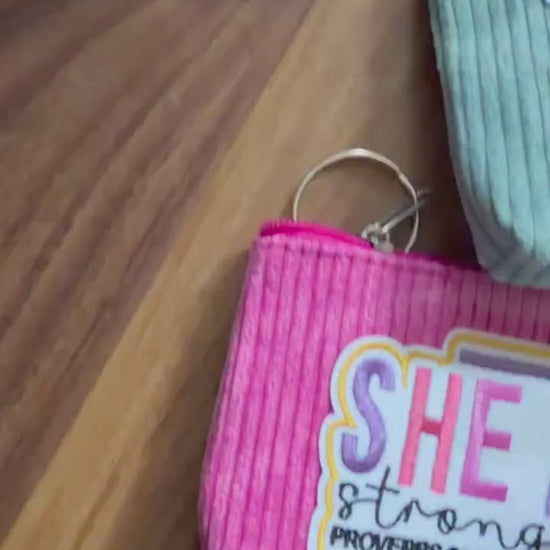 Colorful Corduroy wallet, fun faith patch