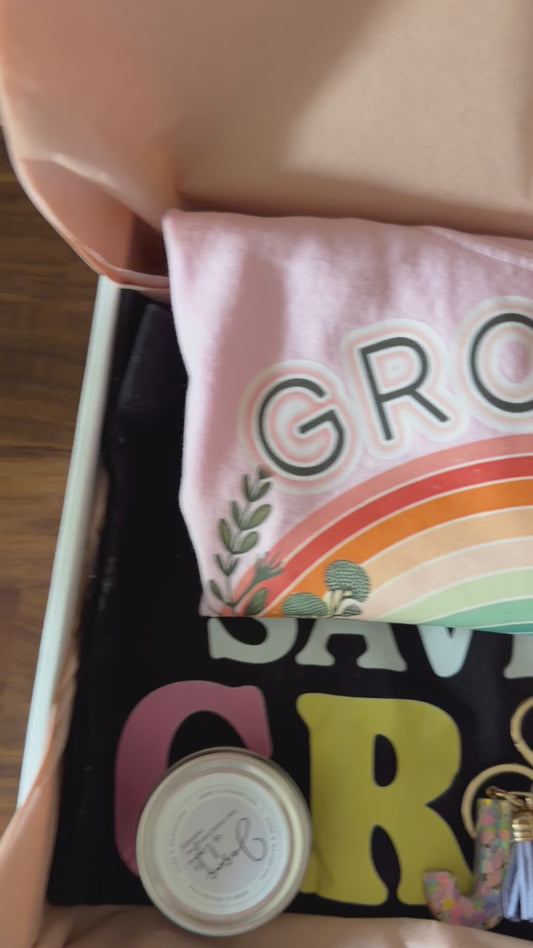 Mystery Gift Box with Grace theme | Spiritual Soul Care kit with t-shirt and bag